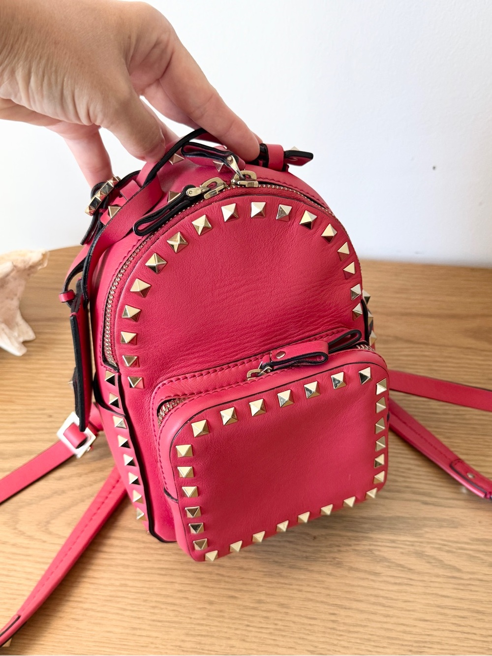 VALENTINO GARAVANI Mini Rockstud Backpack in Red